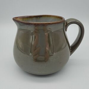 Sango Creamer Pitcher Stoneware Green Brown Glaze Pottery Nice